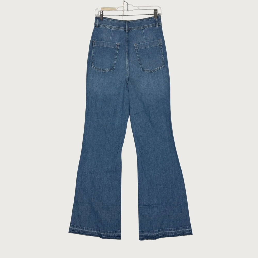We The Free Womens High Rise Flare Jeans Medium Wash Blue Raw Hem Size 27 - Picture 3 of 7